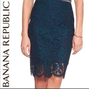 Floral lace blue skirt